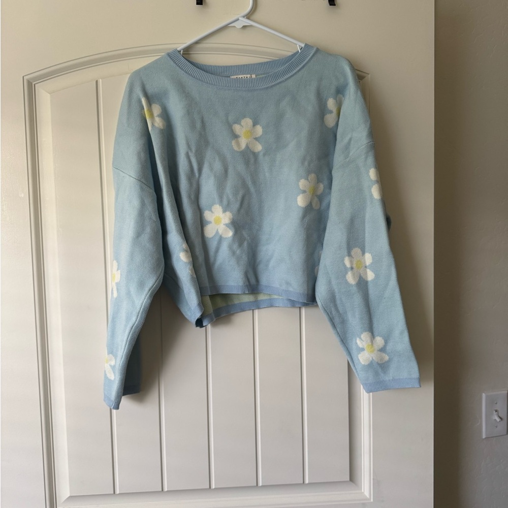 Light Blue Daisy Sweater